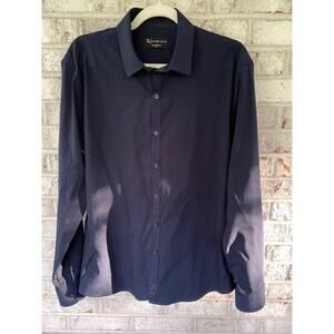 Tailored Athlete Men's Navy Button Down Dress Shirt XL